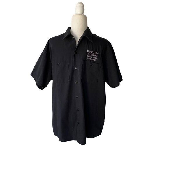 Bon Jovi Lost Highway Tour 2008 Button Shirt Black Heart and Dagger Logo - Picture 1 of 11